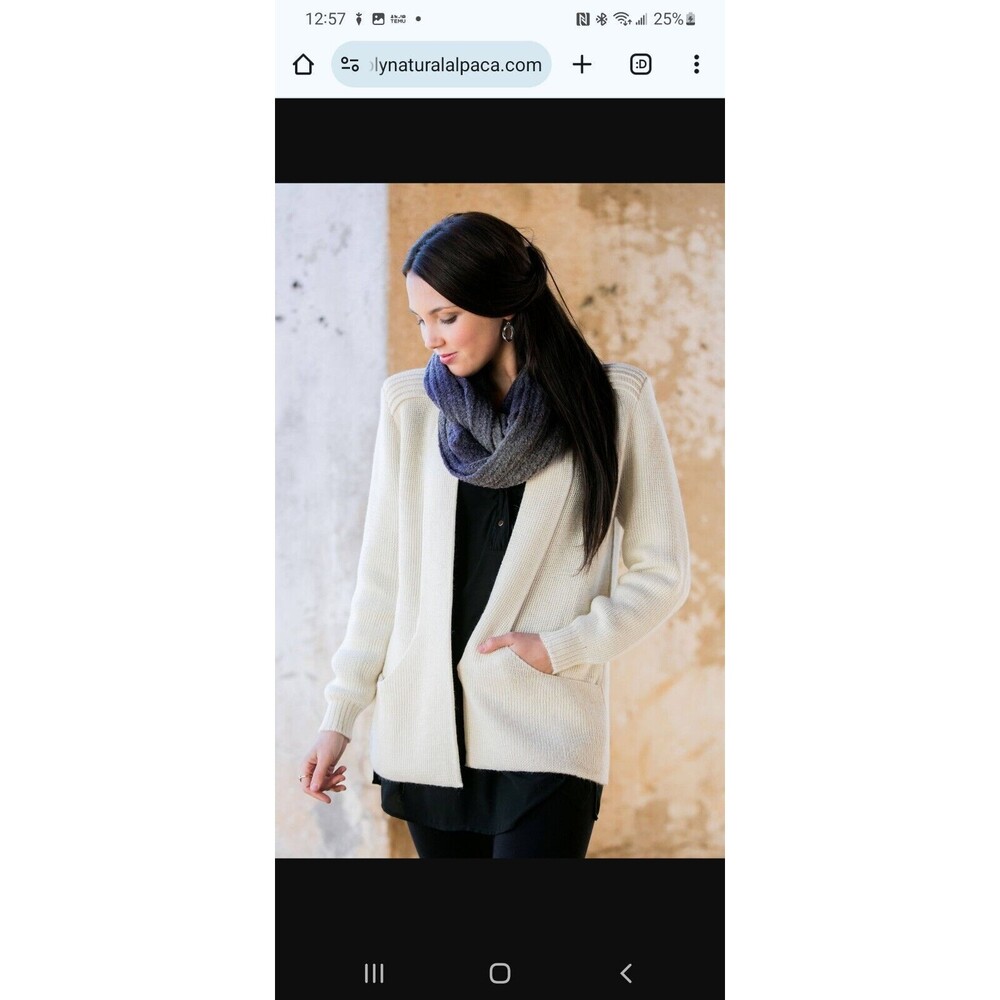 Simply Natural Linda Ebel Off White Alpaca Blend Open Front‎ Cardigan Sweater OS